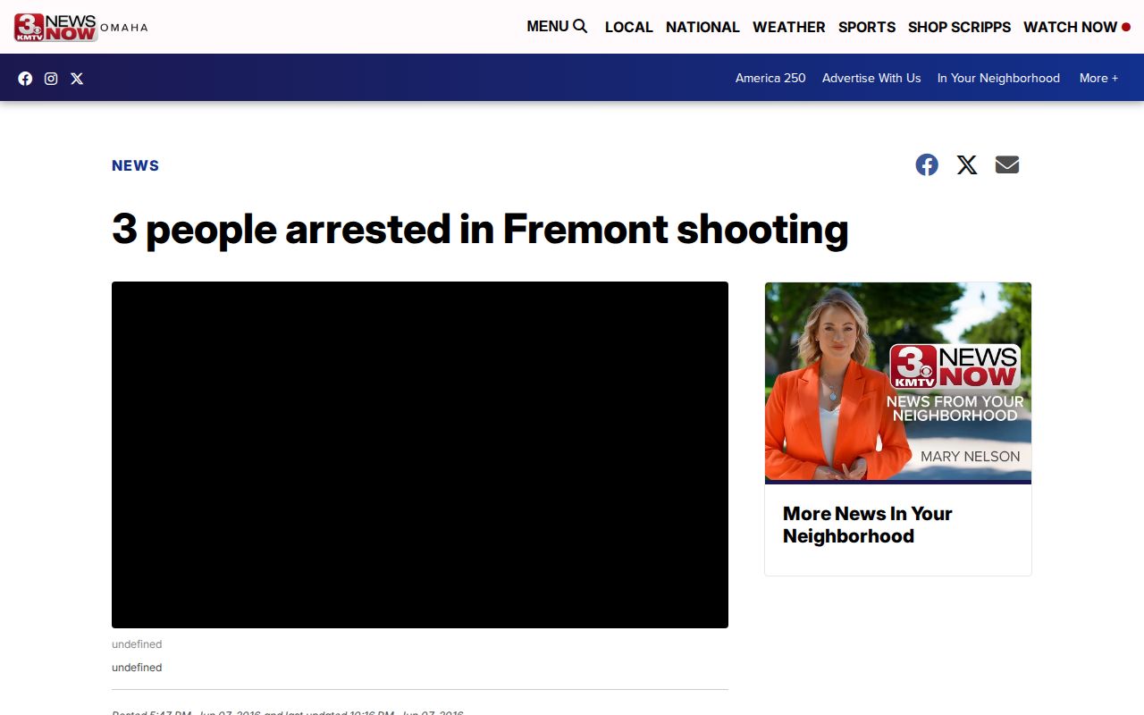3 News Now Fremont arrest coverage article
