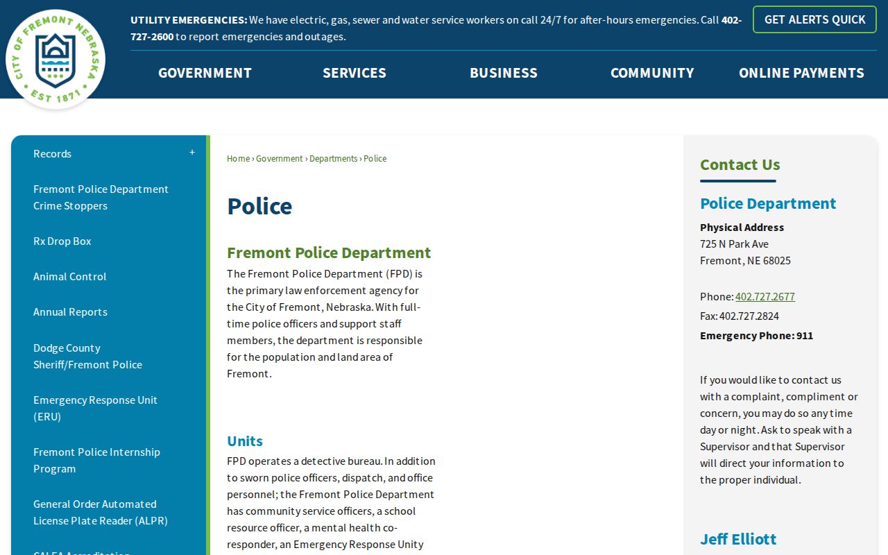 Fremont Police Department source for Dodge County arrest records